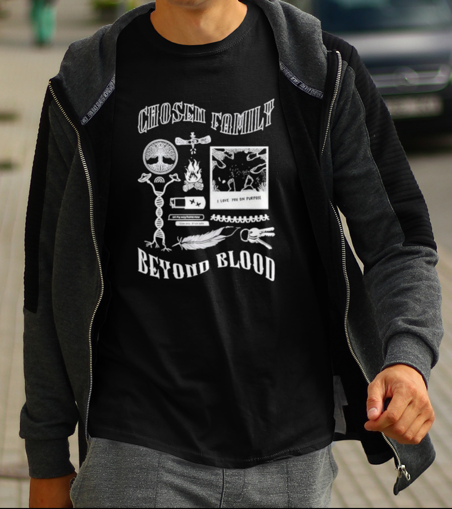 Chosen Family Beyond Blood I Love You On Purpose Tree Fire Feather Keys T-Shirt