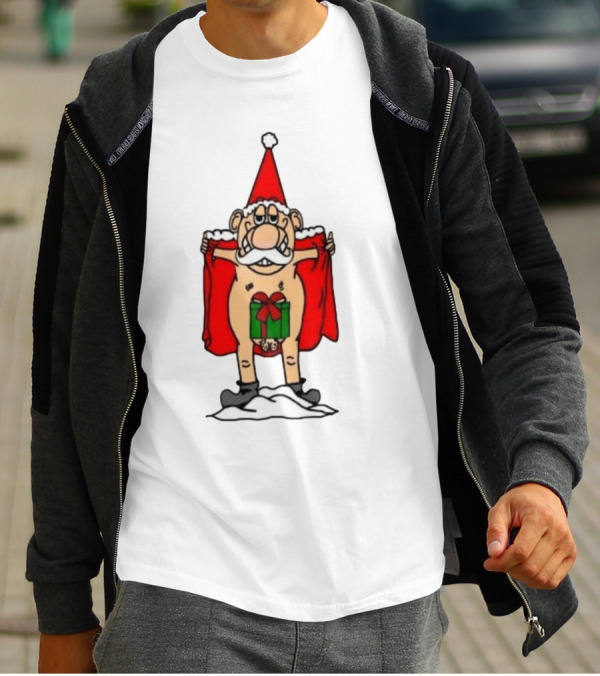Christmas Santa Gnome With Naughty Gift And Hat T-Shirt