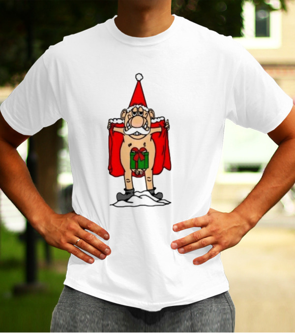 Christmas Santa Gnome With Naughty Gift And Hat T-Shirt