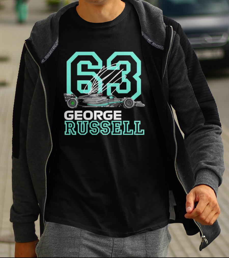 George Russell 63 Signature Formula 1 Car Racing T-Shirt