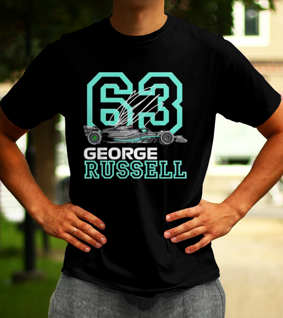 George Russell 63 Signature Formula 1 Car Racing T-Shirt