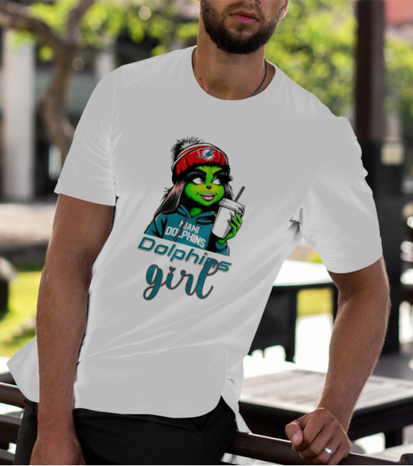 Miami Dolphins Grinch Drink Girl T-Shirt