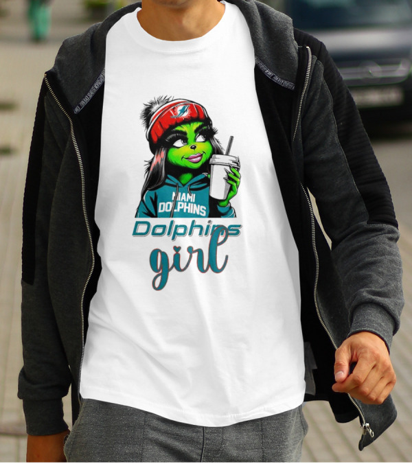 Miami Dolphins Grinch Drink Girl T-Shirt