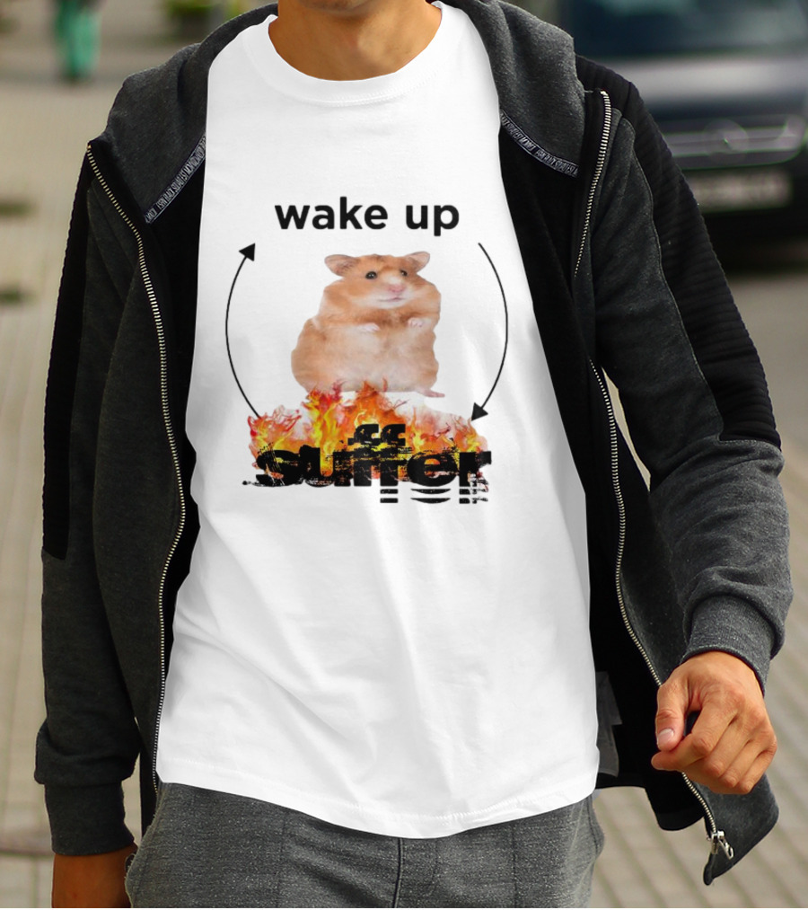 Wake Up Suffer Mouse Fire Cycle Humor T-Shirt