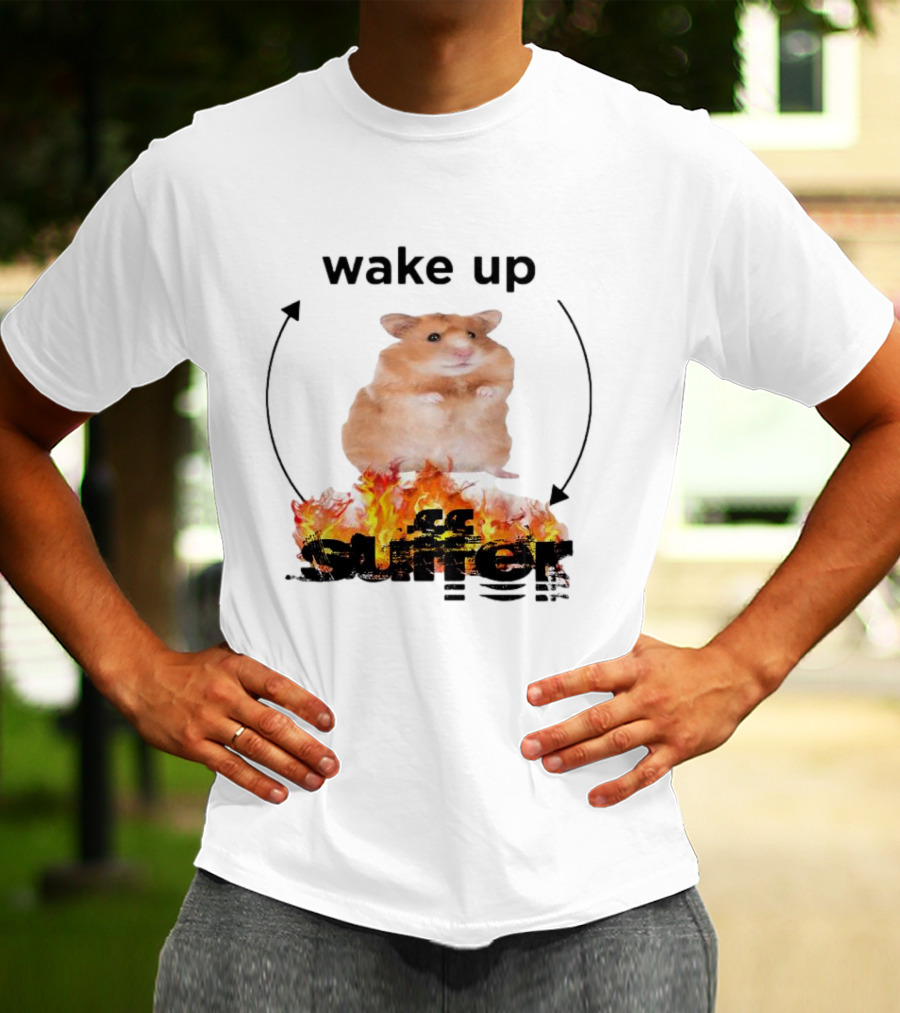 Wake Up Suffer Mouse Fire Cycle Humor T-Shirt