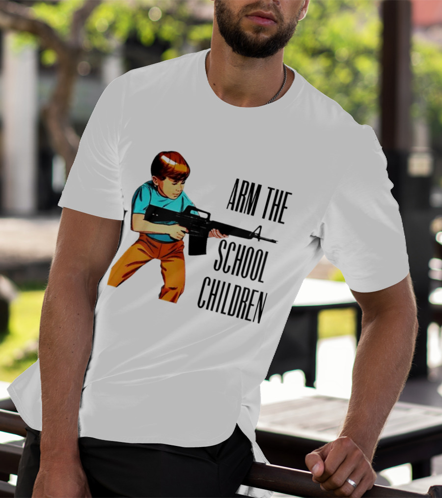 Arm The School Children Vintage Style Boy With Rifle T-Shirt