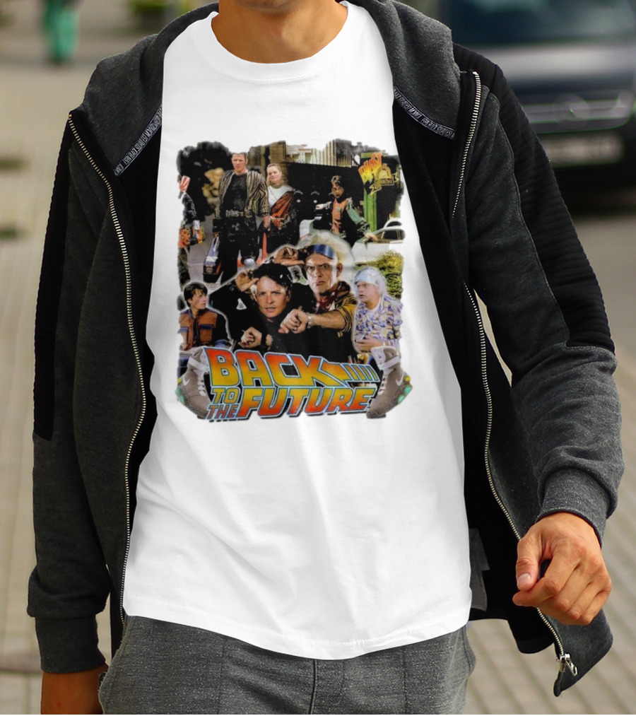 Back To The Future Movie Collage Iconic Characters And Scenes T-Shirt