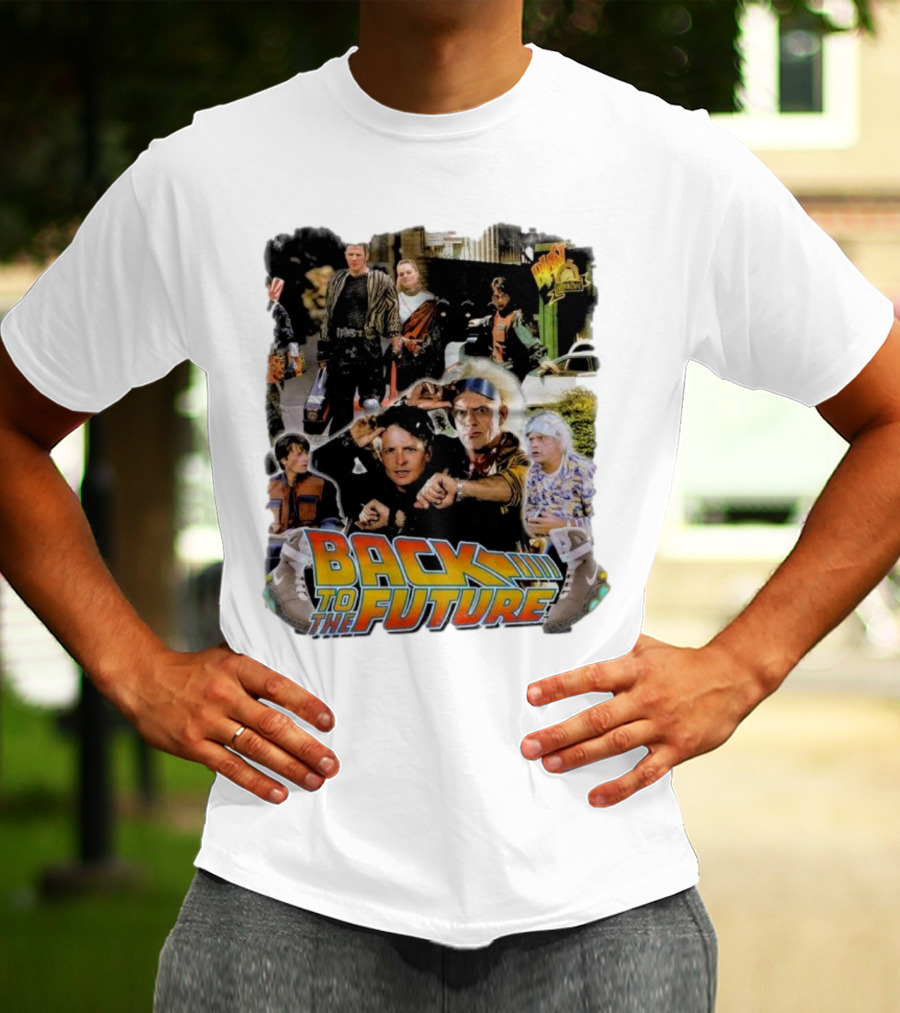 Back To The Future Movie Collage Iconic Characters And Scenes T-Shirt