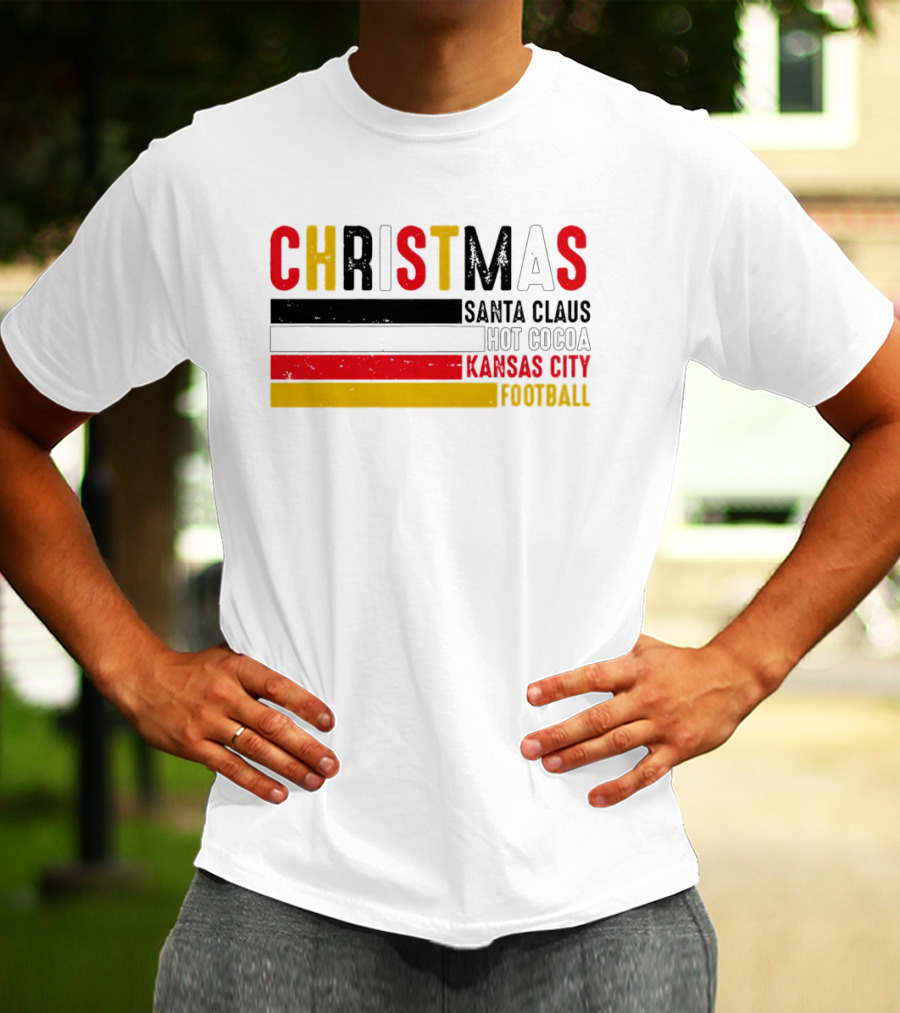 Christmas Santa Claus Hot Cocoa Kansas City Football T-Shirt