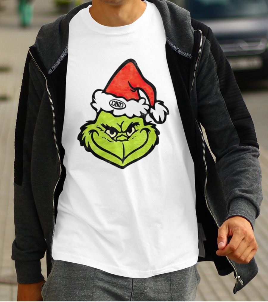 Grinch Christmas DND Santa Hat Image T-Shirt