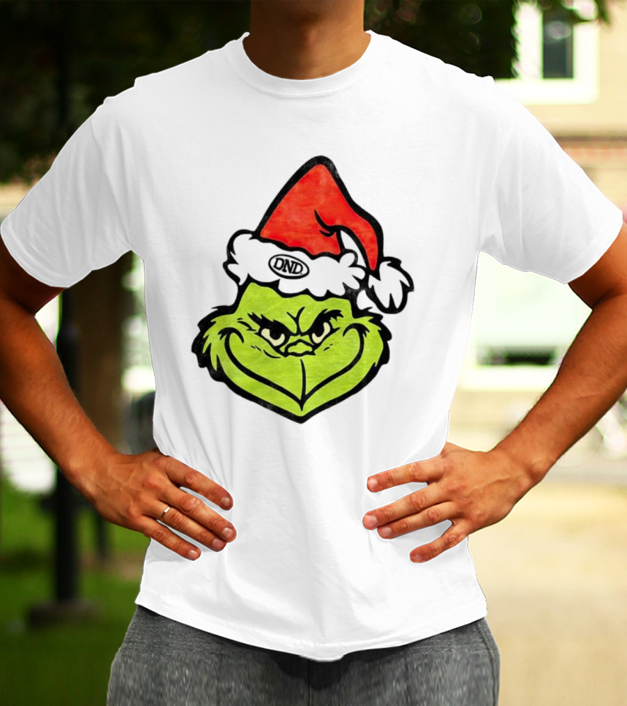 Grinch Christmas DND Santa Hat Image T-Shirt