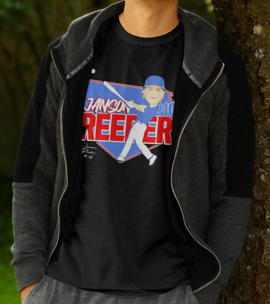 Janson Reeder #10 Baseball Cartoon Map Signature T-Shirt