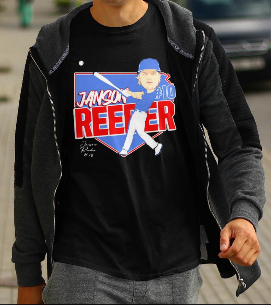 Janson Reeder #10 Baseball Cartoon Map Signature T-Shirt