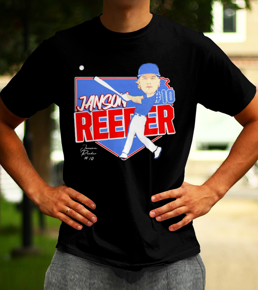 Janson Reeder #10 Baseball Cartoon Map Signature T-Shirt