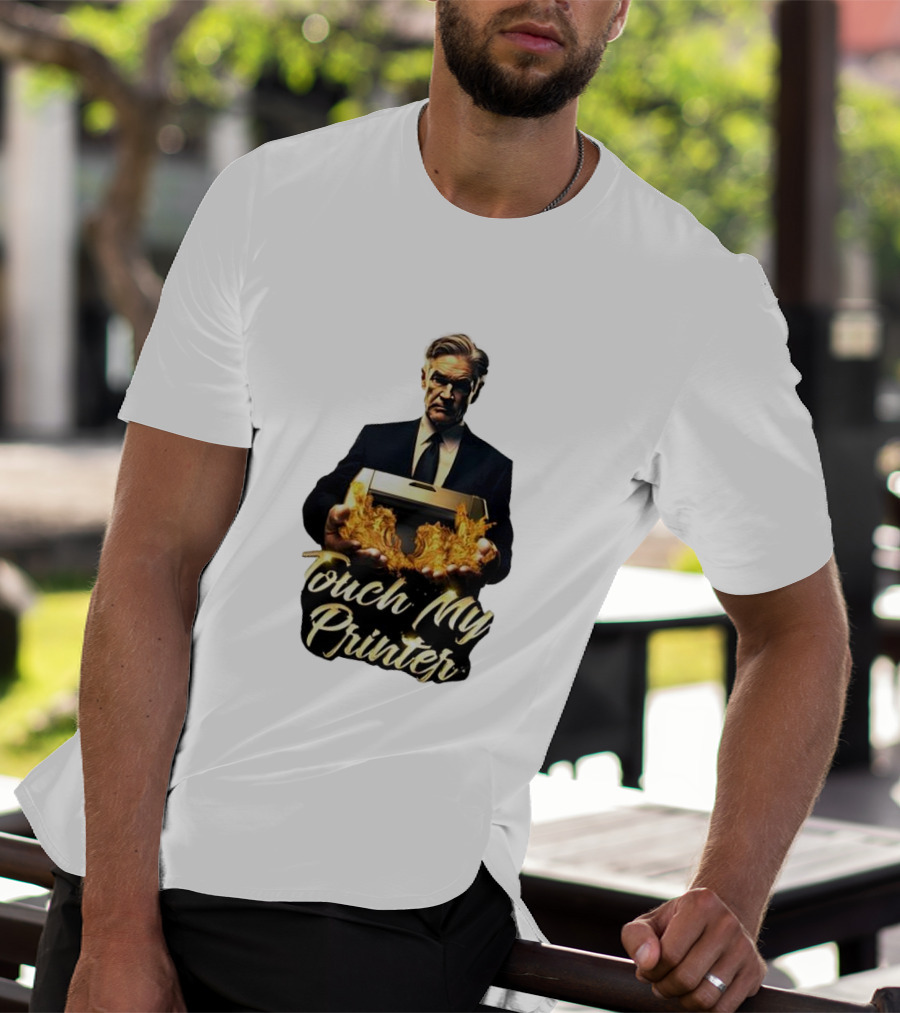 Jerome Powell Touch My Printer Flames Money T-Shirt