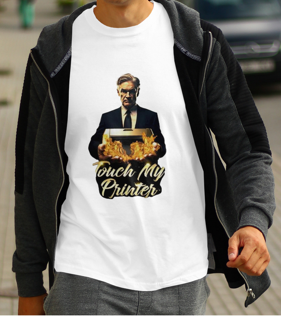 Jerome Powell Touch My Printer Flames Money T-Shirt