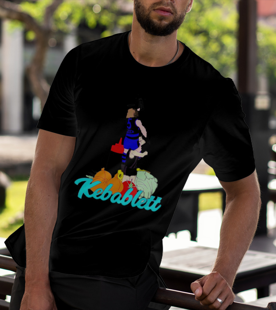 Kebablett Jumping Sports Cartoon With Ingredients T-Shirt