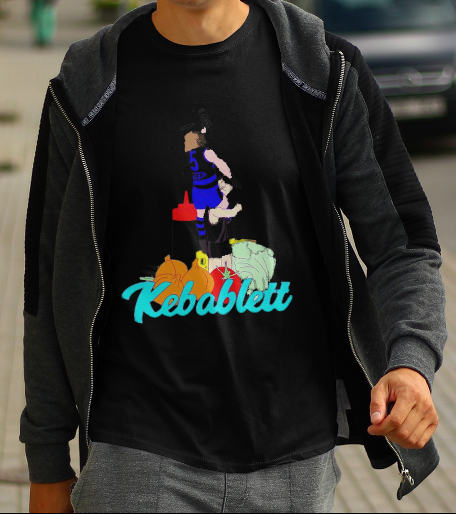 Kebablett Jumping Sports Cartoon With Ingredients T-Shirt