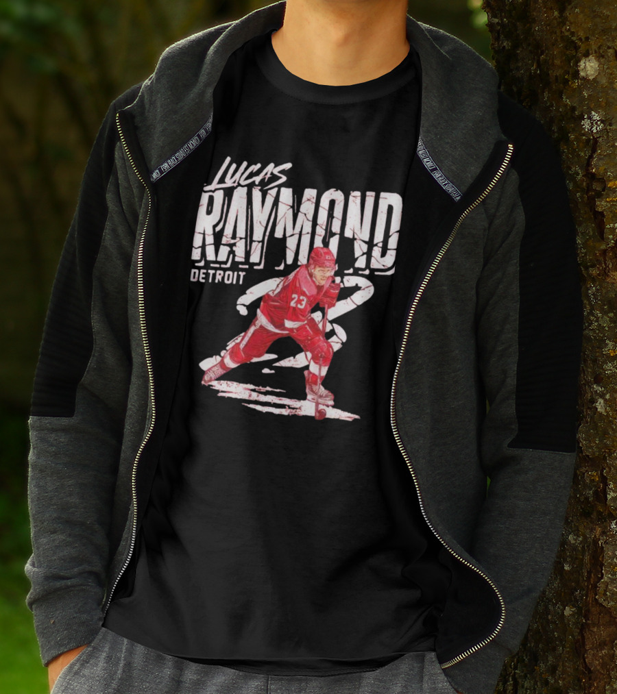 Lucas Raymond Detroit Hockey Player 23 Dynamic Action T-Shirt