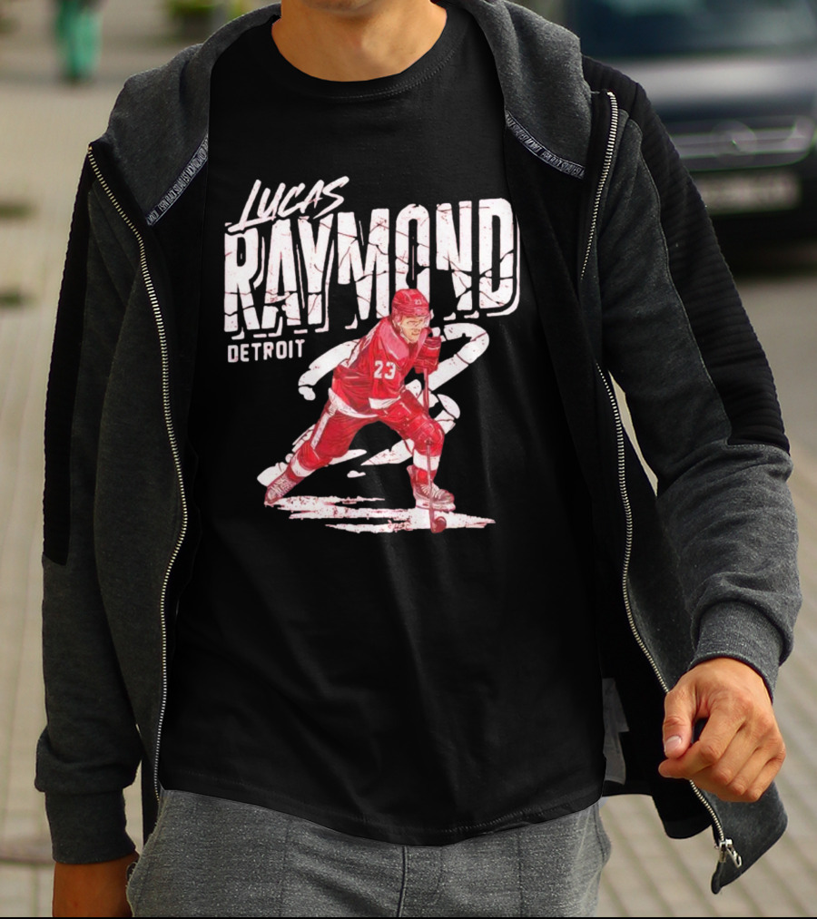Lucas Raymond Detroit Hockey Player 23 Dynamic Action T-Shirt