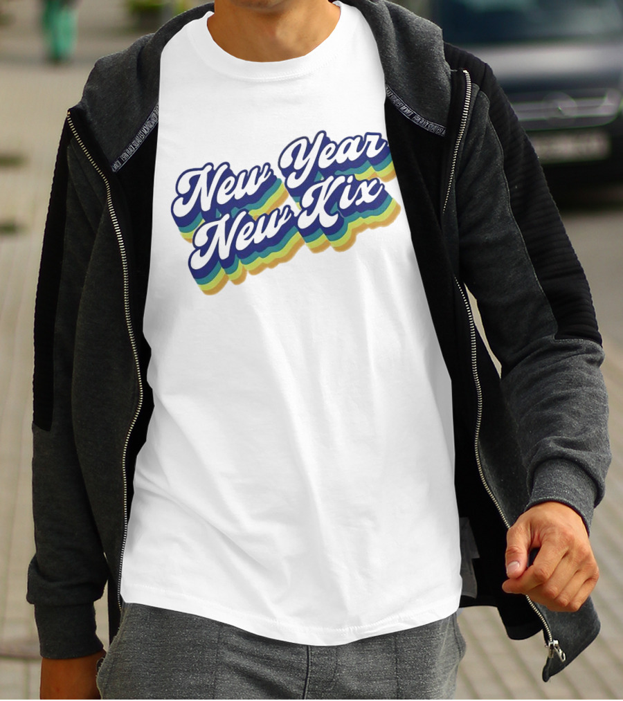 New Year New Kix Retro Colorful Script T-Shirt