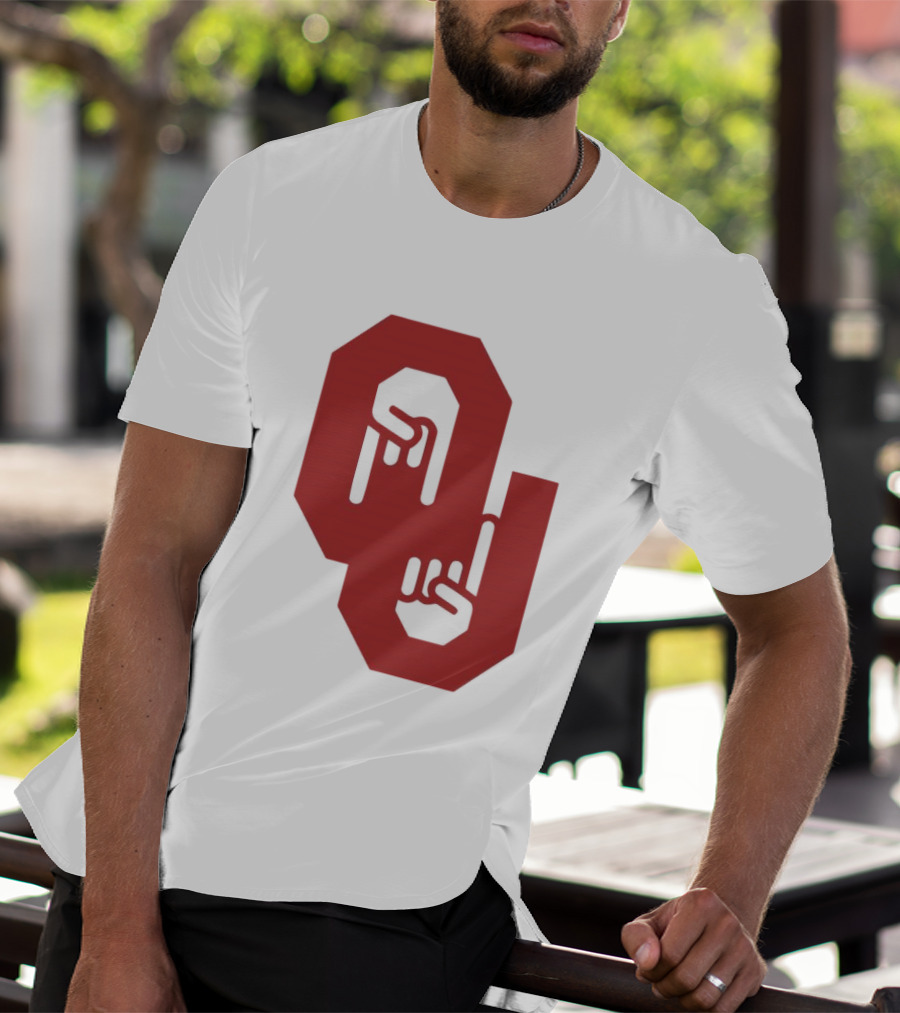 Oklahoma Sooners Logo With Horns Down Hand Gesture T-Shirt
