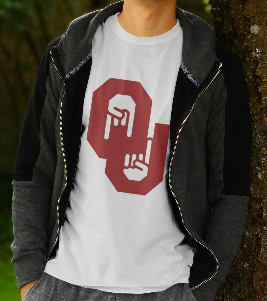 Oklahoma Sooners Logo With Horns Down Hand Gesture T-Shirt