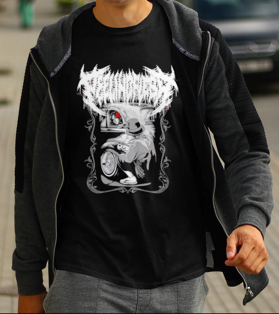 LOWRIDER PEELING FLESH SKULL CLASSIC CAR VIBRANT T-Shirt