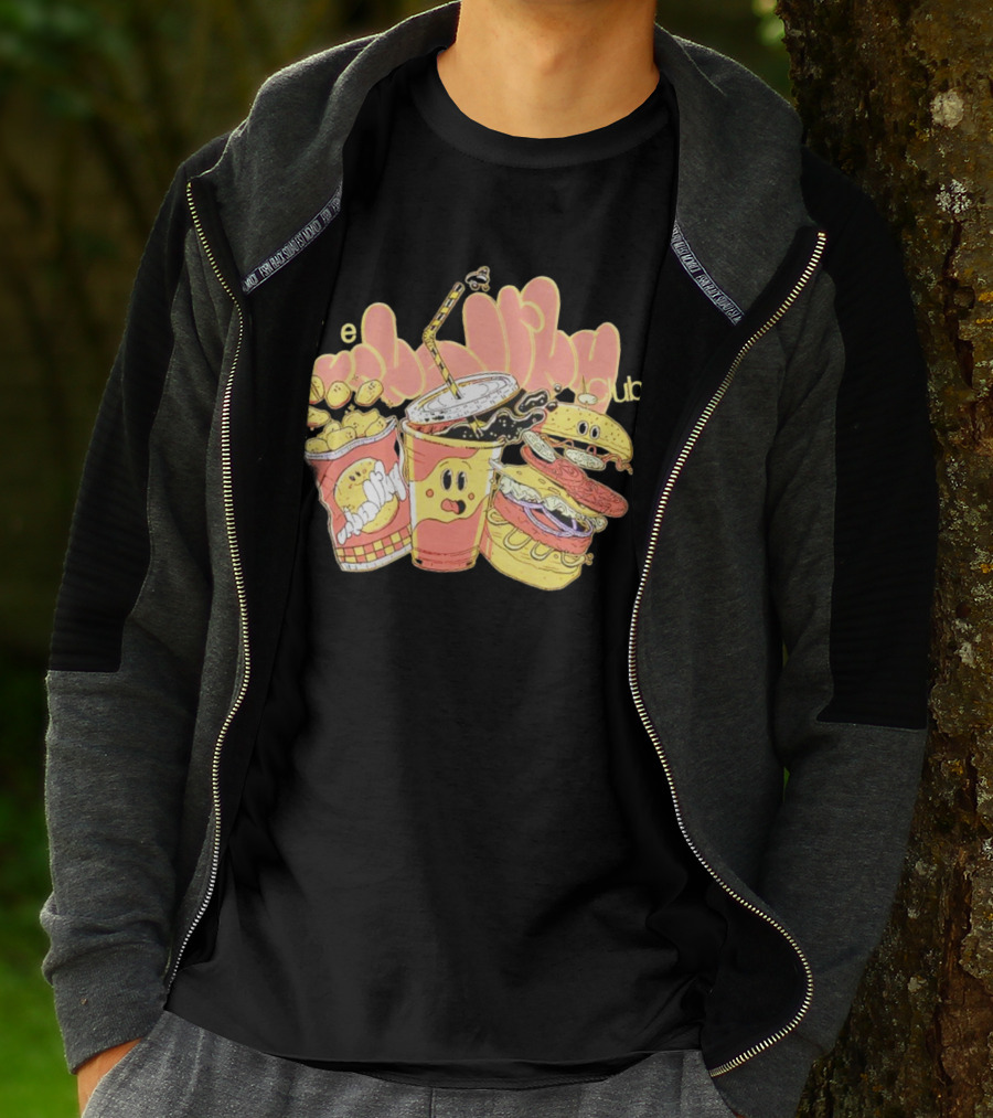 Unhealthy Club Fast Food Teξins Club Mascots T-Shirt