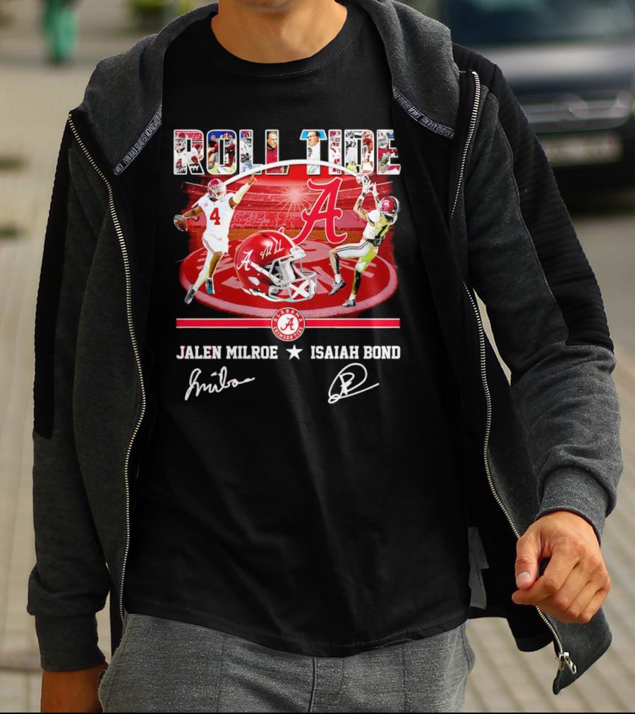 ROLL TIDE Alabama Crimson Tide Jalen Milroe Isaiah Bond T-Shirt