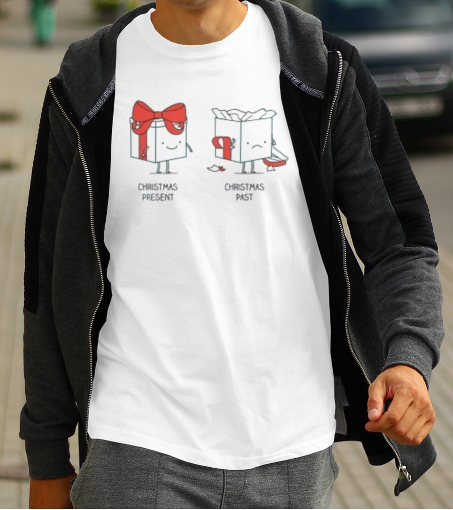 Christmas Present Christmas Past Box Characters With Bows And Expressions T-Shirt