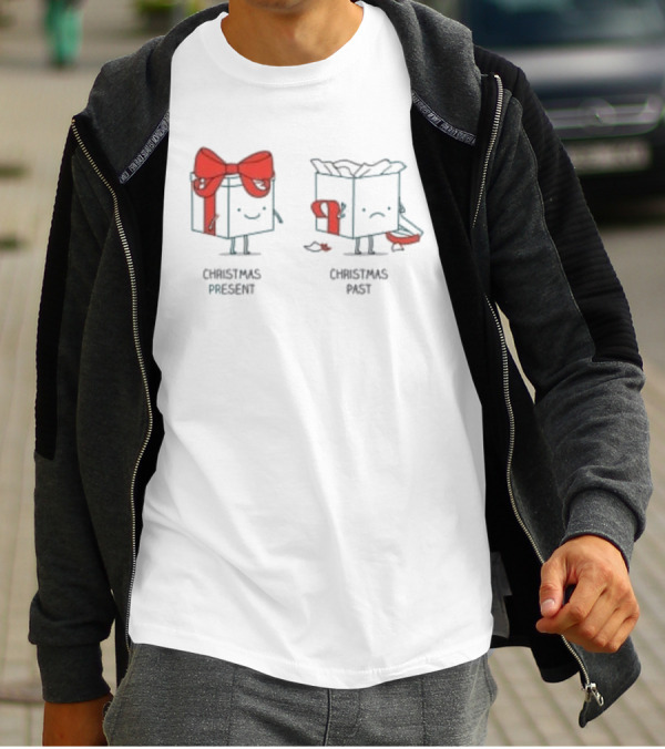 Christmas Present Christmas Past Box Characters With Bows And Expressions T-Shirt
