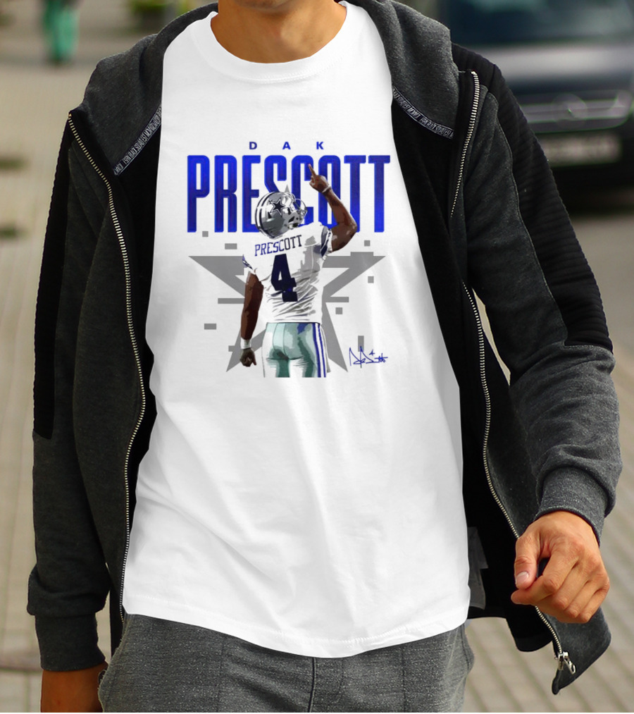 Dak Prescott Dallas Cowboys Number 4 Signature Star T-Shirt