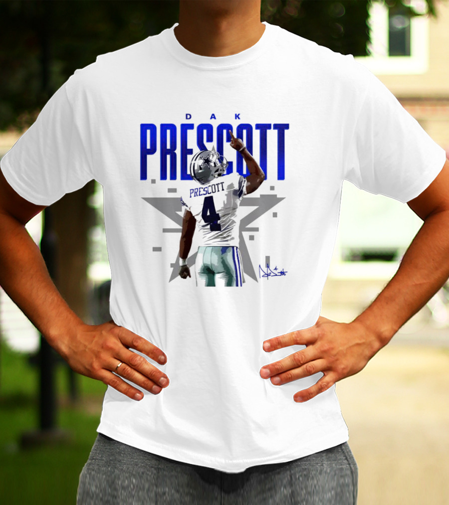 Dak Prescott Dallas Cowboys Number 4 Signature Star T-Shirt