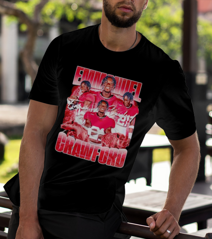 Emmanuel Crawford Arkansas Razorbacks Football Vintage Retro Collage T-Shirt
