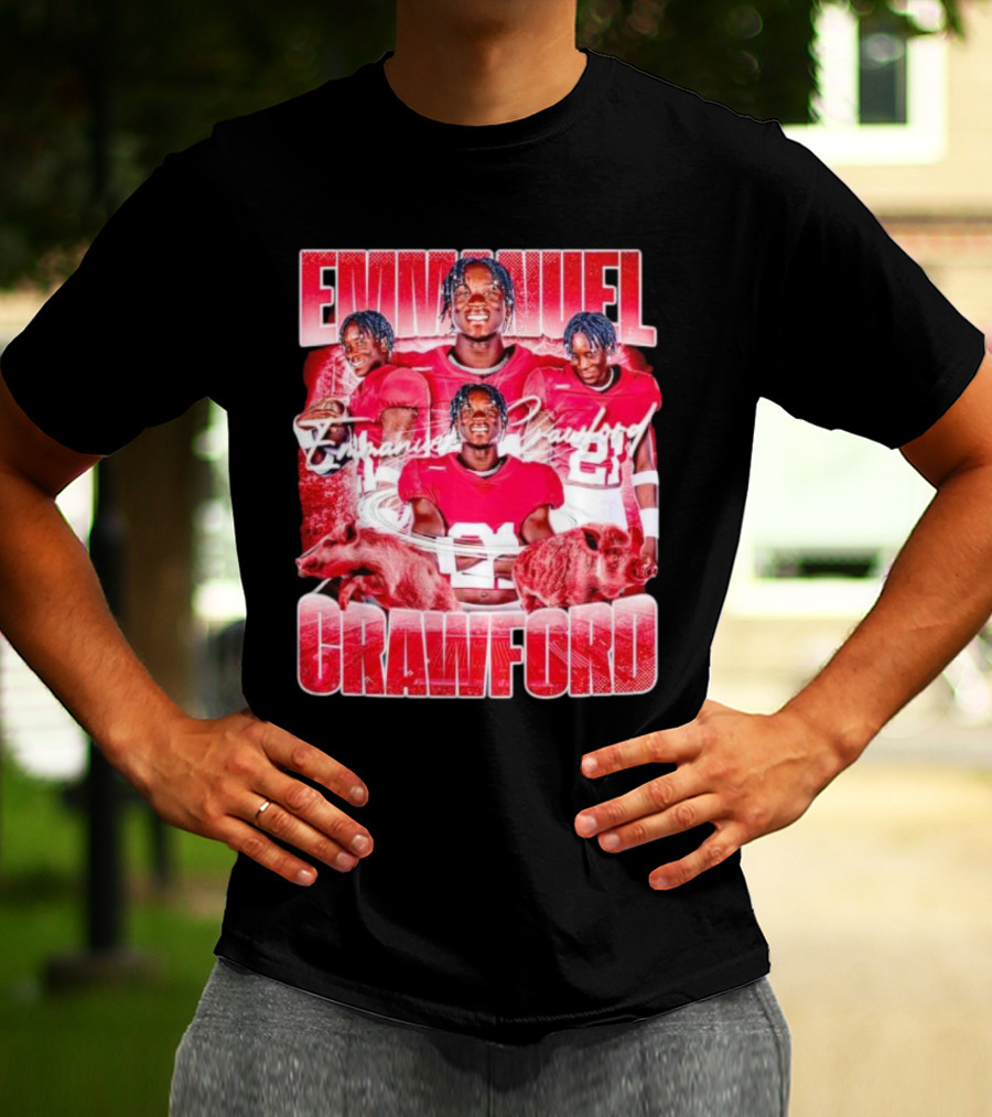 Emmanuel Crawford Arkansas Razorbacks Football Vintage Retro Collage T-Shirt