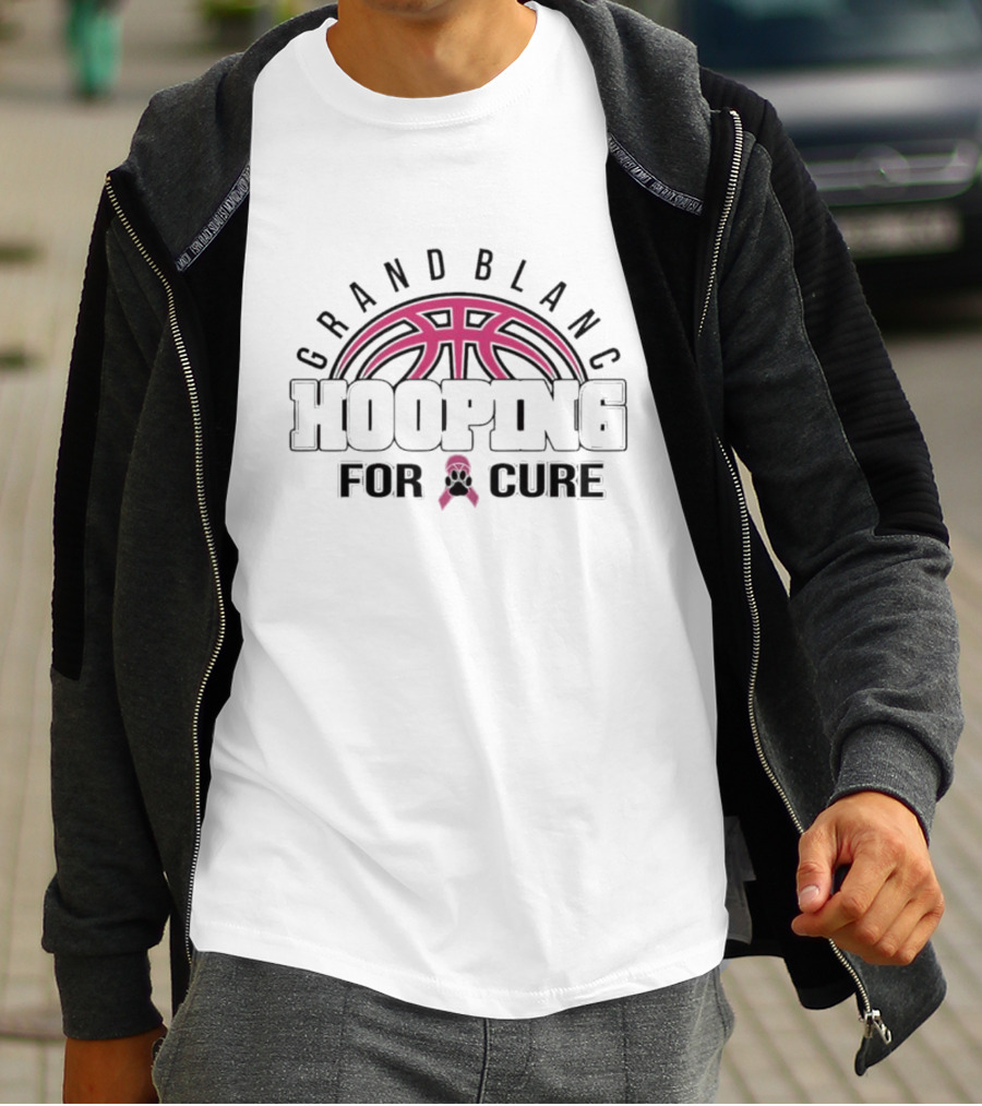Grand Blanc Hooping For Cure Breast Cancer Awareness Basketball Event Pink T-Shirt
