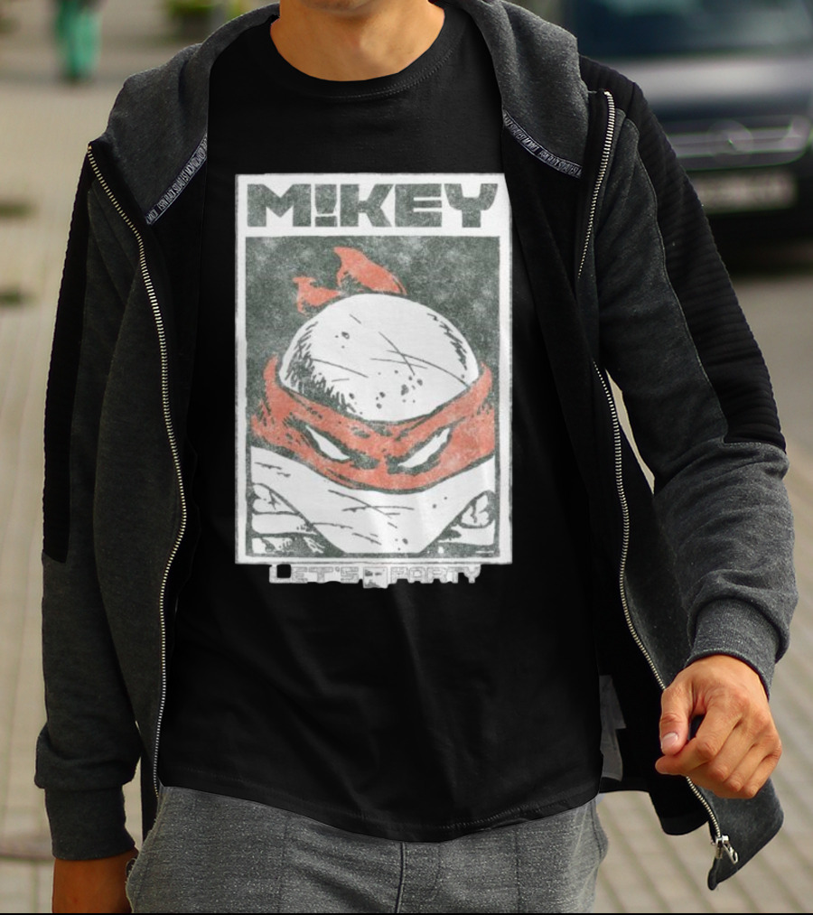MIKEY Let's Party Teenage Mutant Ninja Turtles Retro Comic T-Shirt