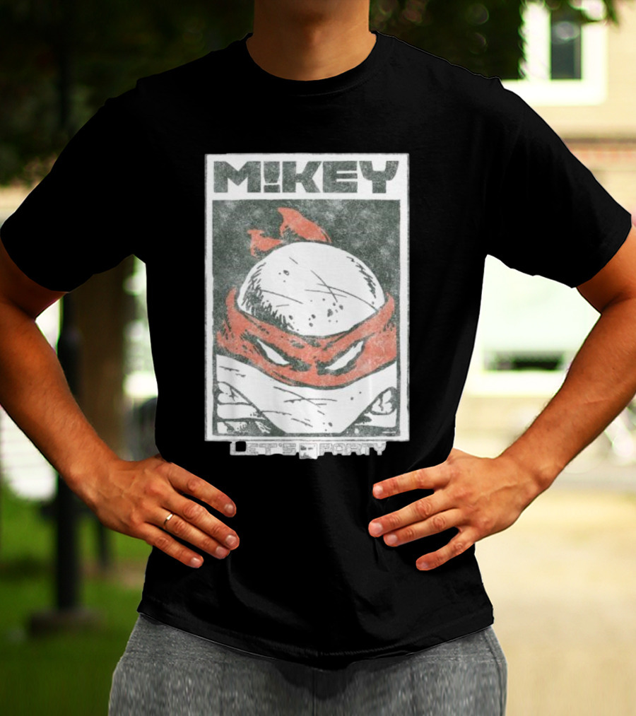 MIKEY Let's Party Teenage Mutant Ninja Turtles Retro Comic T-Shirt