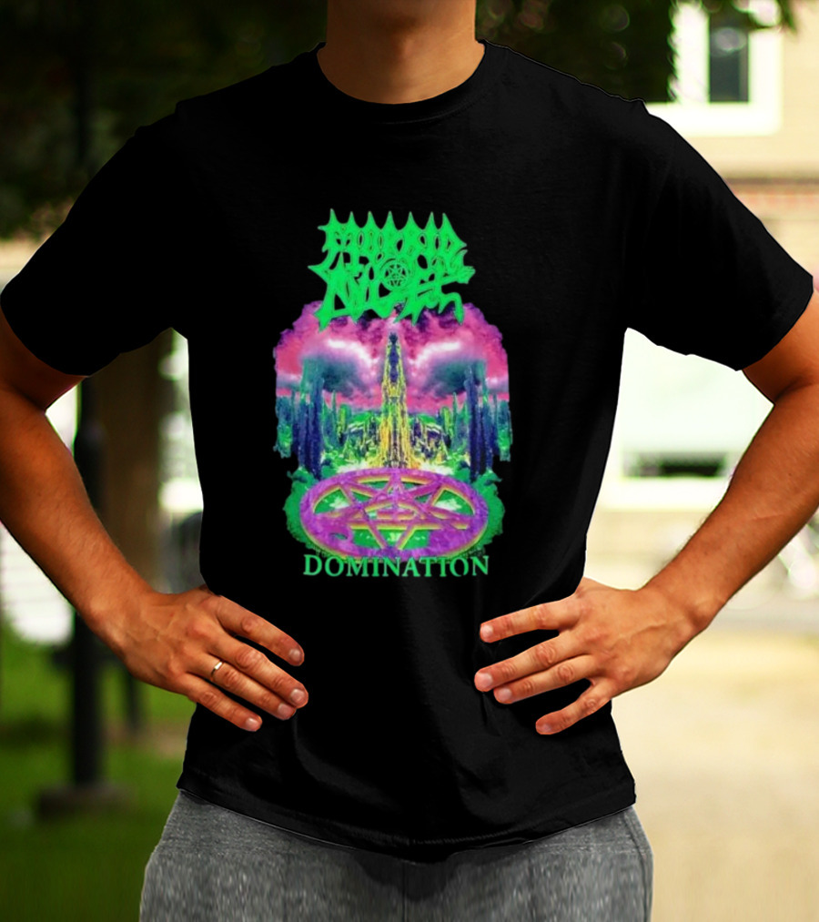 Morbid Angel Domination Pentagram Psychedelic Landscape Iconic T-Shirt
