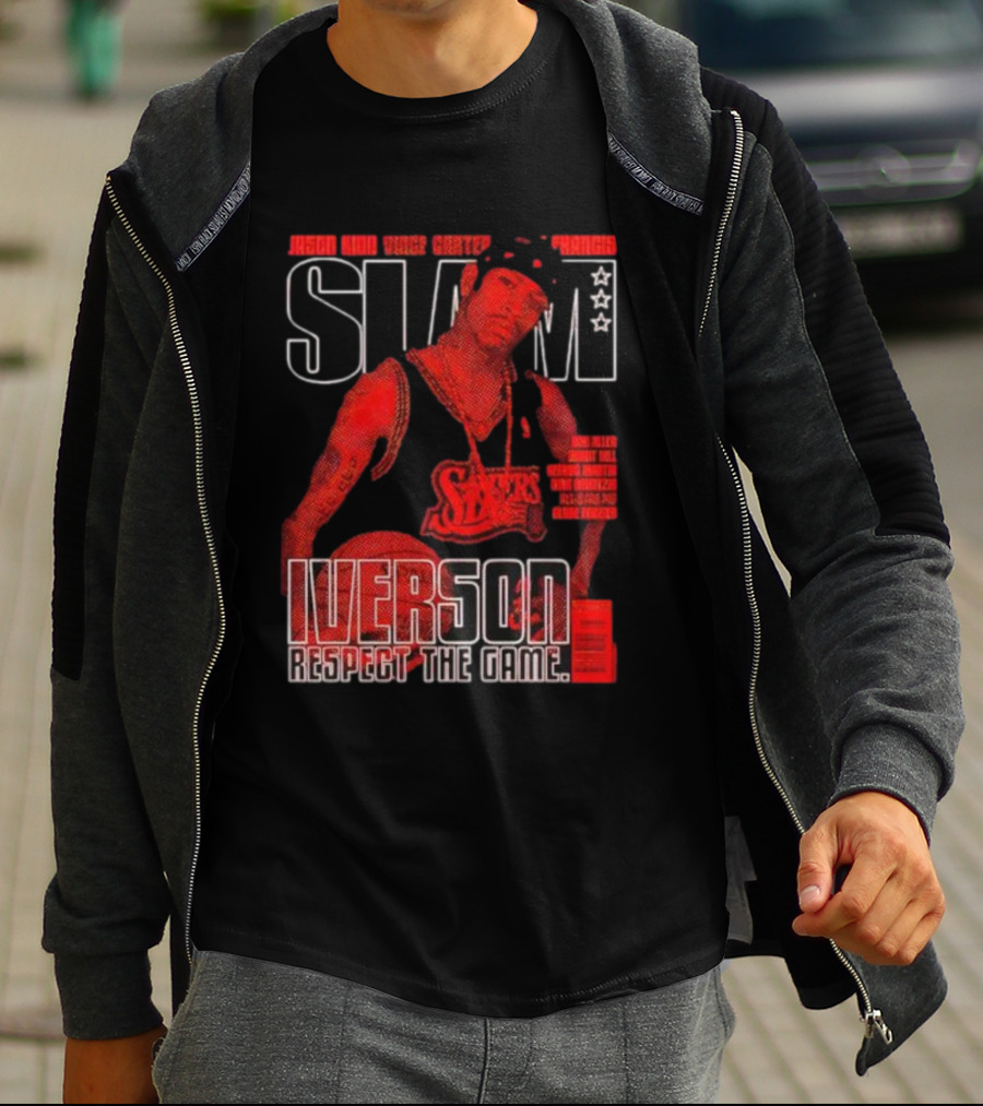 Slam Magazine Allen Iverson Sixers Respect The Game Mural T-Shirt