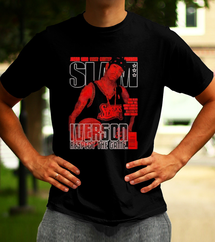 Slam Magazine Allen Iverson Sixers Respect The Game Mural T-Shirt