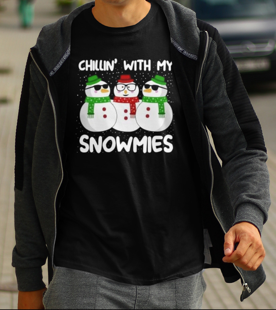 Chillin' With My Snowmies Christmas Snowman Trio T-Shirt