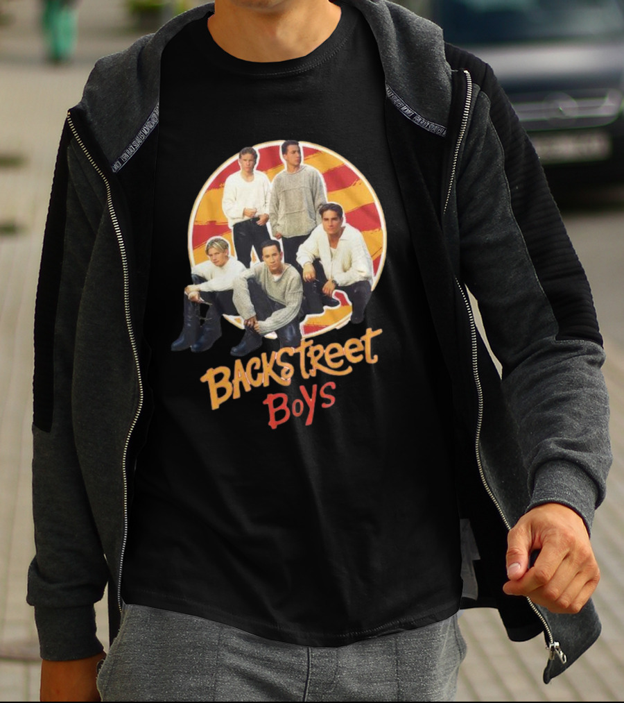 Backstreet Boys Striped Circle Group Image T-Shirt