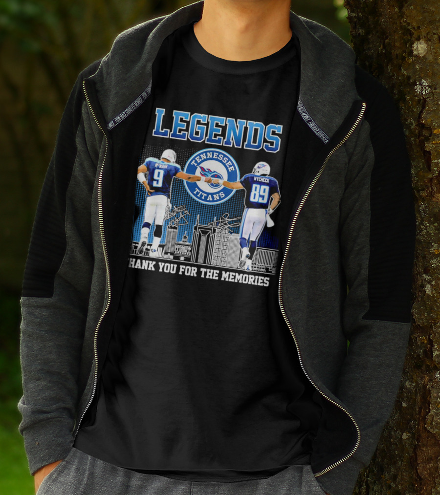 LEGENDS Tennessee Titans McNair Wycheck Thank You For The Memories T-Shirt