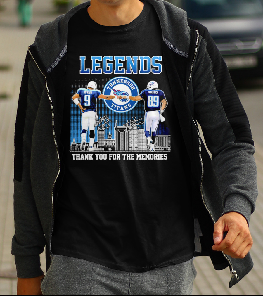 LEGENDS Tennessee Titans McNair Wycheck Thank You For The Memories T-Shirt