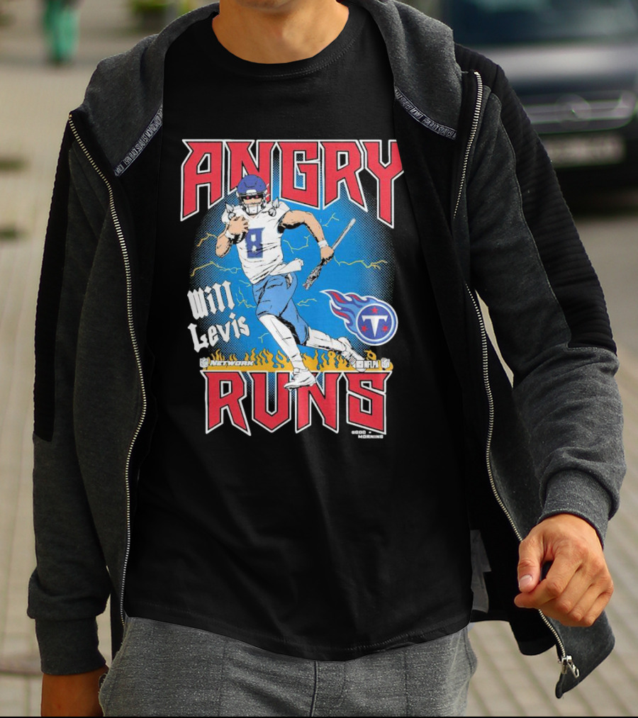 Tennessee Titans Will Levis Angry Runs NFL Network Football 8 Breaking Through Flames T-Shirt