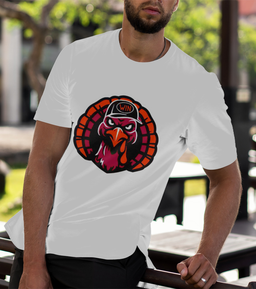 Turkey Wearing A Win Hat With Fierce Expression T-Shirt