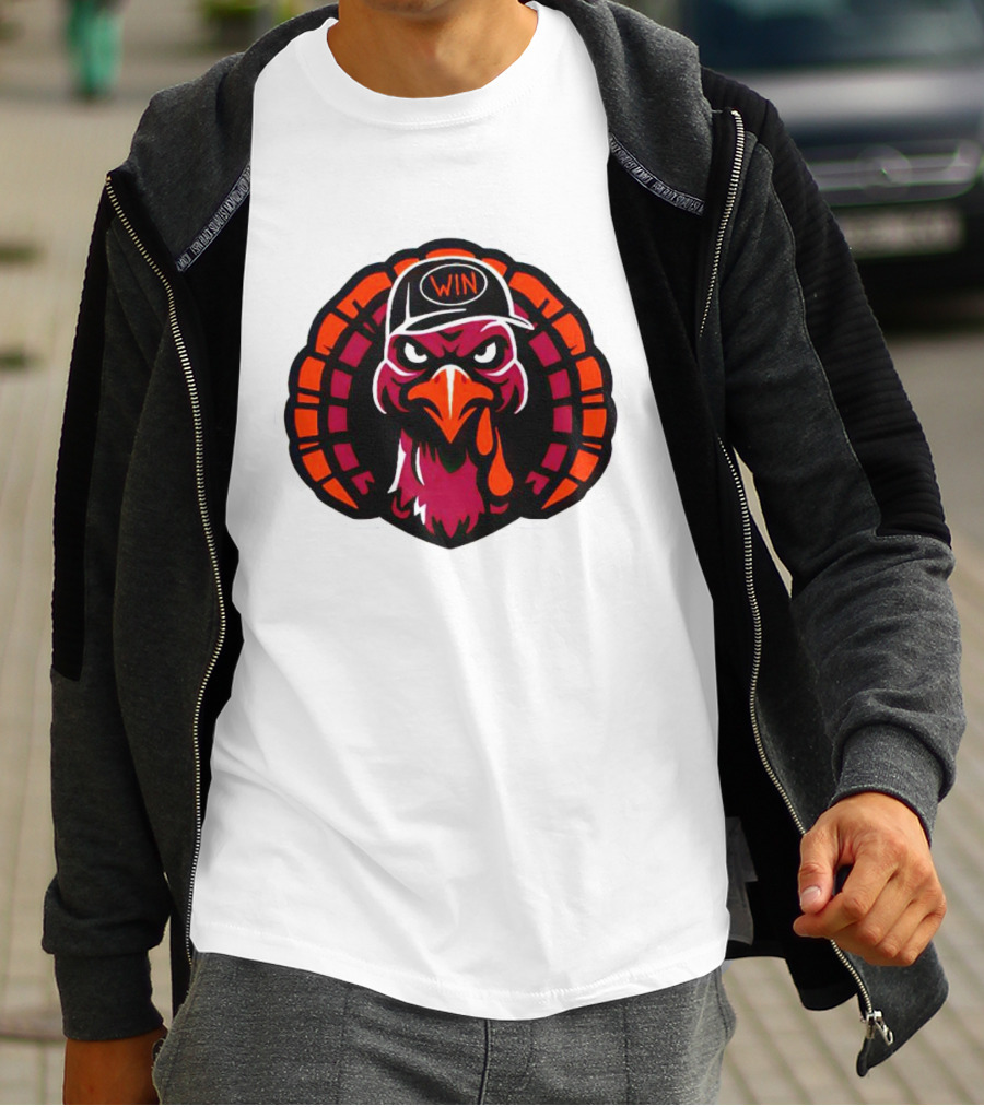 Turkey Wearing A Win Hat With Fierce Expression T-Shirt