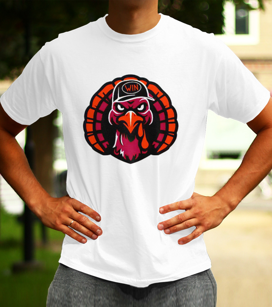 Turkey Wearing A Win Hat With Fierce Expression T-Shirt